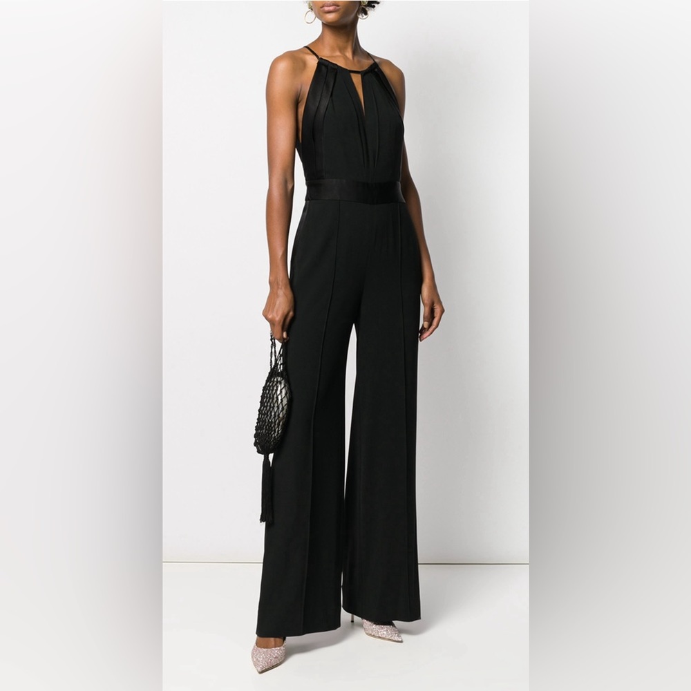 NWT- Black Diane Von Furstenberg Ireland wide-leg jumpsuit in black- size 4 - Picture 5 of 14